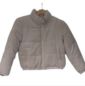 Ci Sono Beige Corduroy Puffer Jacket Girls Size 10 Pockets Sherpa Lining